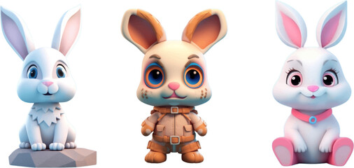 Fototapeta premium Cute rabbit in 3d style.