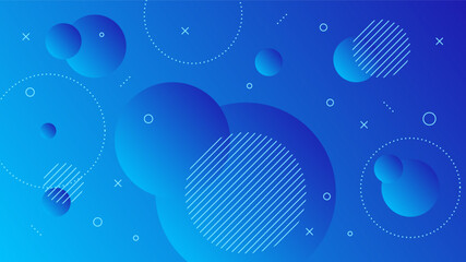 Modern Abstract Background with Motion Round Retro Memphis and Blue Gradient Color
