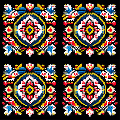 Ukrainian embroidery. Embroidery on fabric.Seamless pattern.
