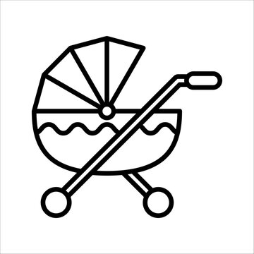recommend clip art: stroller, pram, baby icon. Baby carriage icon. Thin linear baby carriage outline icon isolated on white background