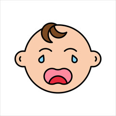 crying baby icon vector illustration on white background. Linear style sign for mobile concept and web design.
