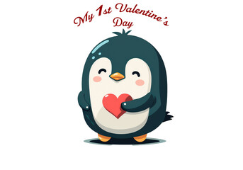Valentine Penguin Clipart Created with Generative AI Tools