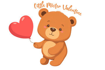 Bear Little Mister Valentine Clipart Created with Generative AI Tools