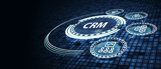 Business, Technology, Internet and network concept. CRM Customer Relationship Management. 3d illustration