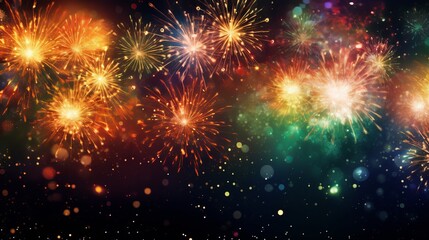 Abstract firework background with free space for text Generative AI