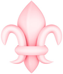 3D illustration render element of openwork decor of different colors on transparent background