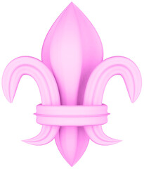 3D illustration render element of openwork decor of different colors on transparent background