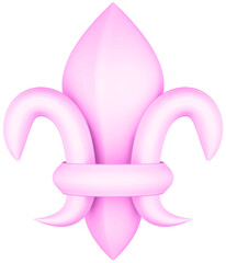 3D illustration render element of openwork decor of different colors on transparent background