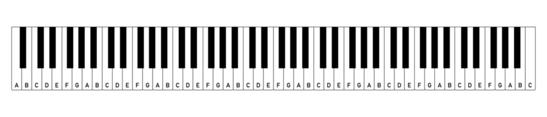 Piano keys, black and white vector illustration isolated on white background