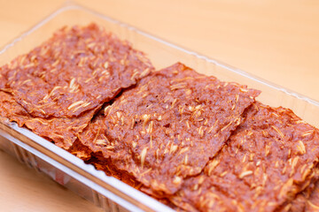 Slice of dry sweet pork sheet snack