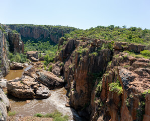 Fototapeta na wymiar View over Bourke's Luck Potholes, a canyon area on Treur and Blyde River in South Africa