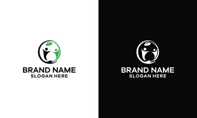 Hands, man and tree with green leaves. Logo, symbol, icon, illustration, vector, template, design