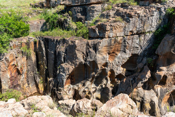 Fototapeta na wymiar View over Bourke's Luck Potholes, a canyon area on Treur and Blyde River in South Africa