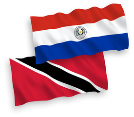Flags of Republic of Trinidad and Tobago and Paraguay on a white background