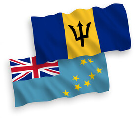 Flags of Tuvalu and Barbados on a white background