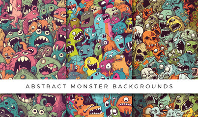 Illustrations of abstract monster background patterns 