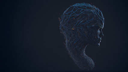 Obraz premium Artificial intelligence with neural connections in the form of an android head.