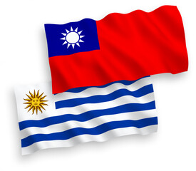 Flags of Oriental Republic of Uruguay and Taiwan on a white background