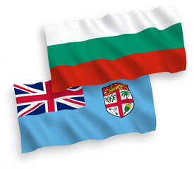 Flags of Republic of Fiji and Bulgaria on a white background