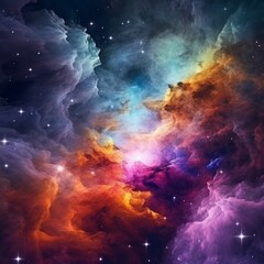 Fototapeta na wymiar Colorful space galaxy cloud nebula. Stary night cosmos backgroud ,generated with AI.