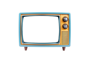 An old vintage retro tv television set with blank screen and isolated on a white background.  - obrazy, fototapety, plakaty