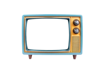 Fotobehang An old vintage retro tv television set with blank screen and isolated on a white background.  © ink drop