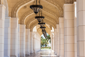 Shot of the decorative pillars and arches. Exterior