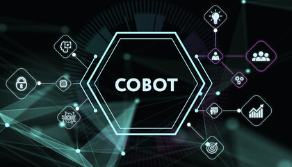 Industrial automation technology concept. Collaborative robot, cobot. 3d illustration