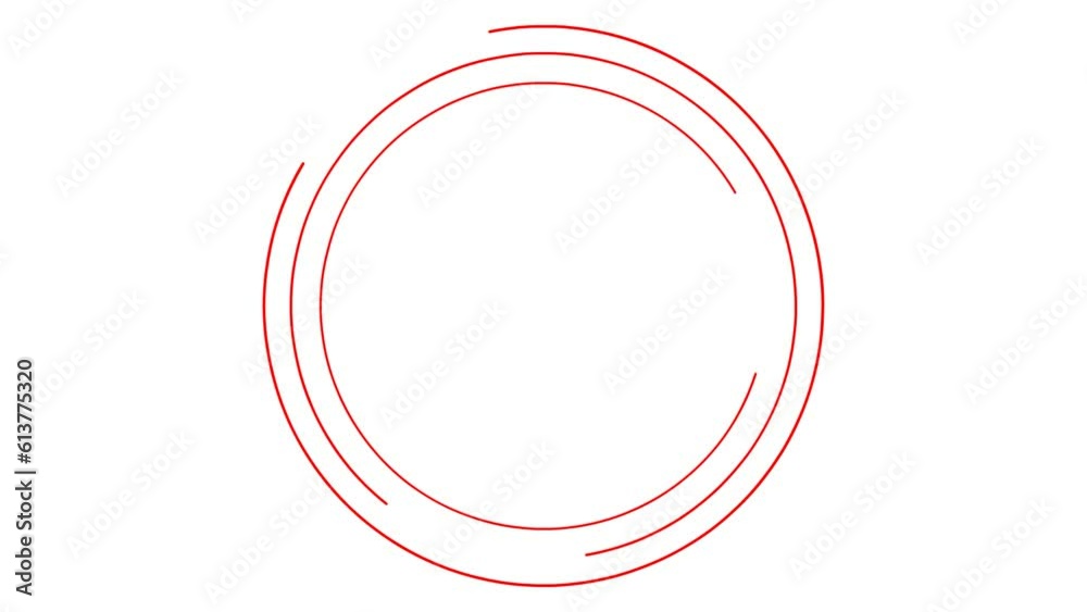 Wall mural animated red circular frame spins. linear symbol rotates. copy space for text. vector illustration i