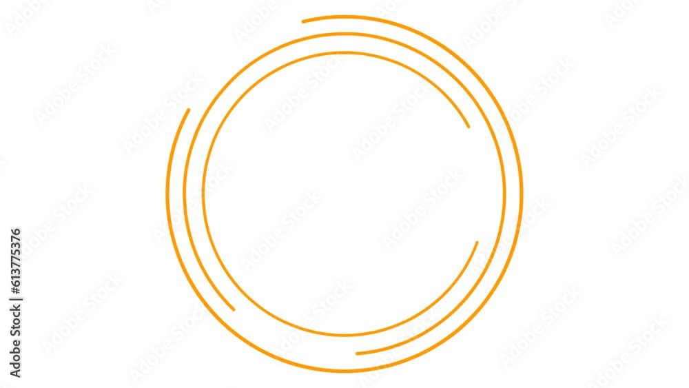 Wall mural animated orange circular frame spins. linear symbol rotates. copy space for text. vector illustratio