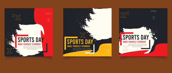 Vector sports day instagram posts design template