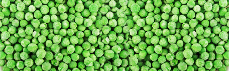 Frozen Green Peas Texture Background, Iced Vegetables Pattern, Frozen Beans Mockup with Copy Space