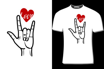 ASL Love Hand Drawn Design