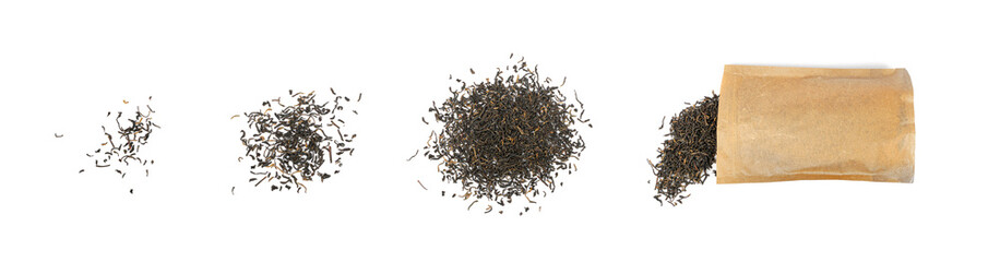 Black Tea Leaves Isolated, High Quality Black Tea Pile, Dry Organic Indian Drink, Black Tea Leaves on White