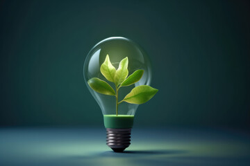 Green eco friendly lightbulb, green energy concept