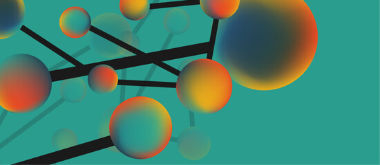 Line points connections geometric landing page background. Fluid circles and spheres with liquid gradients. Vector Illustration For Wallpaper, Banner, Background, Card, Book Illustration, landing page