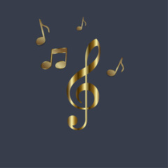 Groups of Luxury music notes key, symbols, icons, vector music style concepts design