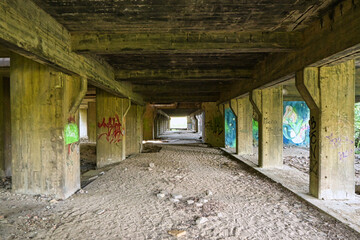 Fototapeta premium Lost Place, Vogelsang power station, on the Oder river, border between Germany and Poland.