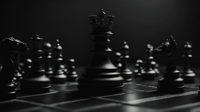 Chess pieces on the board close-up