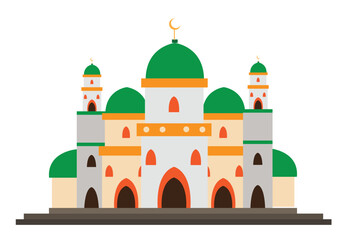 Mosque drawing. Editable Clip Art.