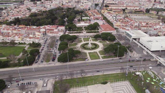 Afonso de Albuquerque Garden: Aerial over Serene Oasis in Lisbon, Portugal