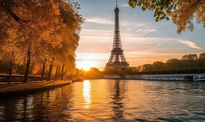 Fototapeta na wymiar Eiffel tower cityscape, Paris, France
