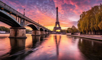 Eiffel tower cityscape, Paris, France