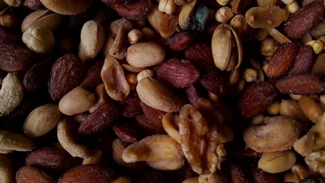 Vertical footage, close up of nuts