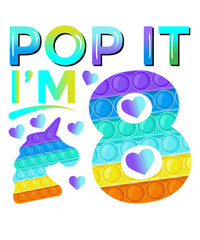 Birthday Pop It I'm 8 Eight Unicorn Fidget