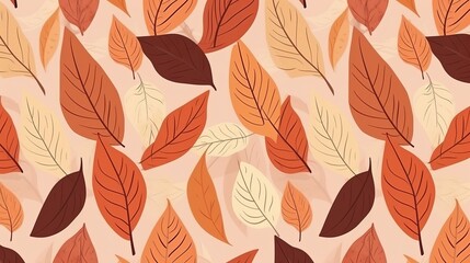 Vector leaves seamless pattern, hand drawn autumn background Generative AI