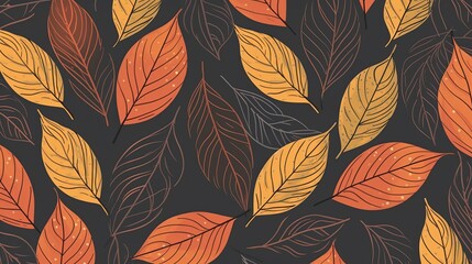 Vector leaves seamless pattern, hand drawn autumn background Generative AI