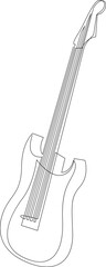 Continuous line drawing of electric guitar. Musical concept drawn by one line. Vector illustration.