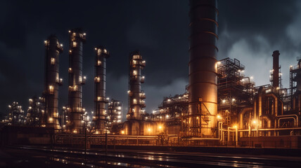 Fototapeta premium Oil gas factory. Created with generative Ai technology.