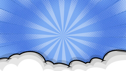 Comic cartoon blue background with cloud © Asta Desain
